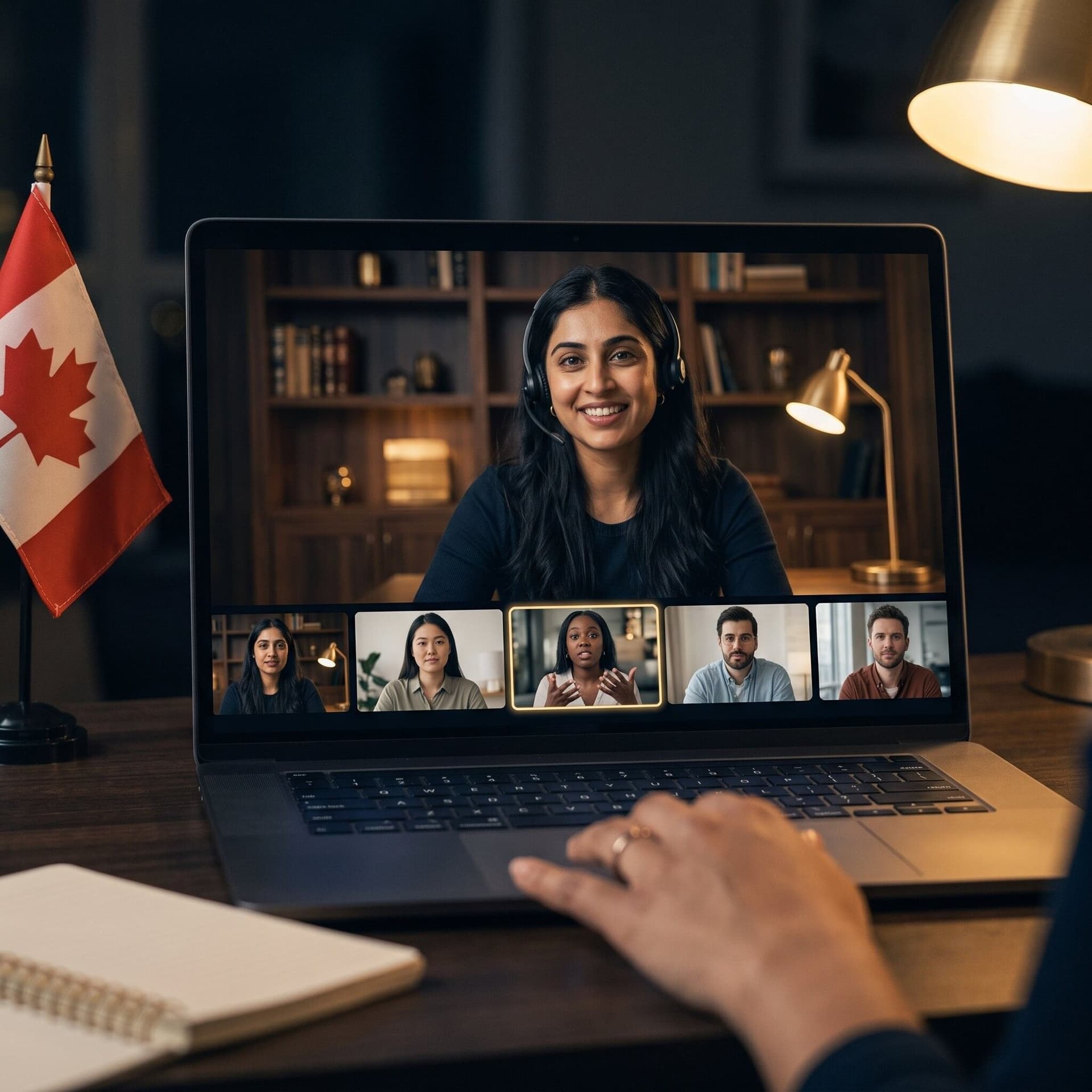 Professional preparing for the TEF Canada exam online